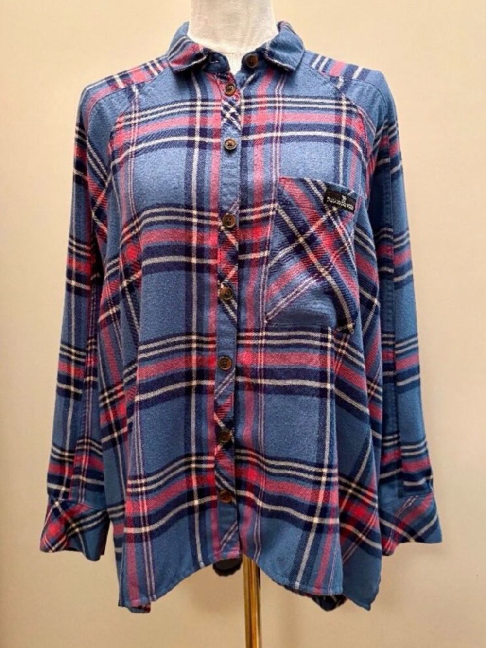 Bogs Blue and Pink Plaid Button-Down Shirt